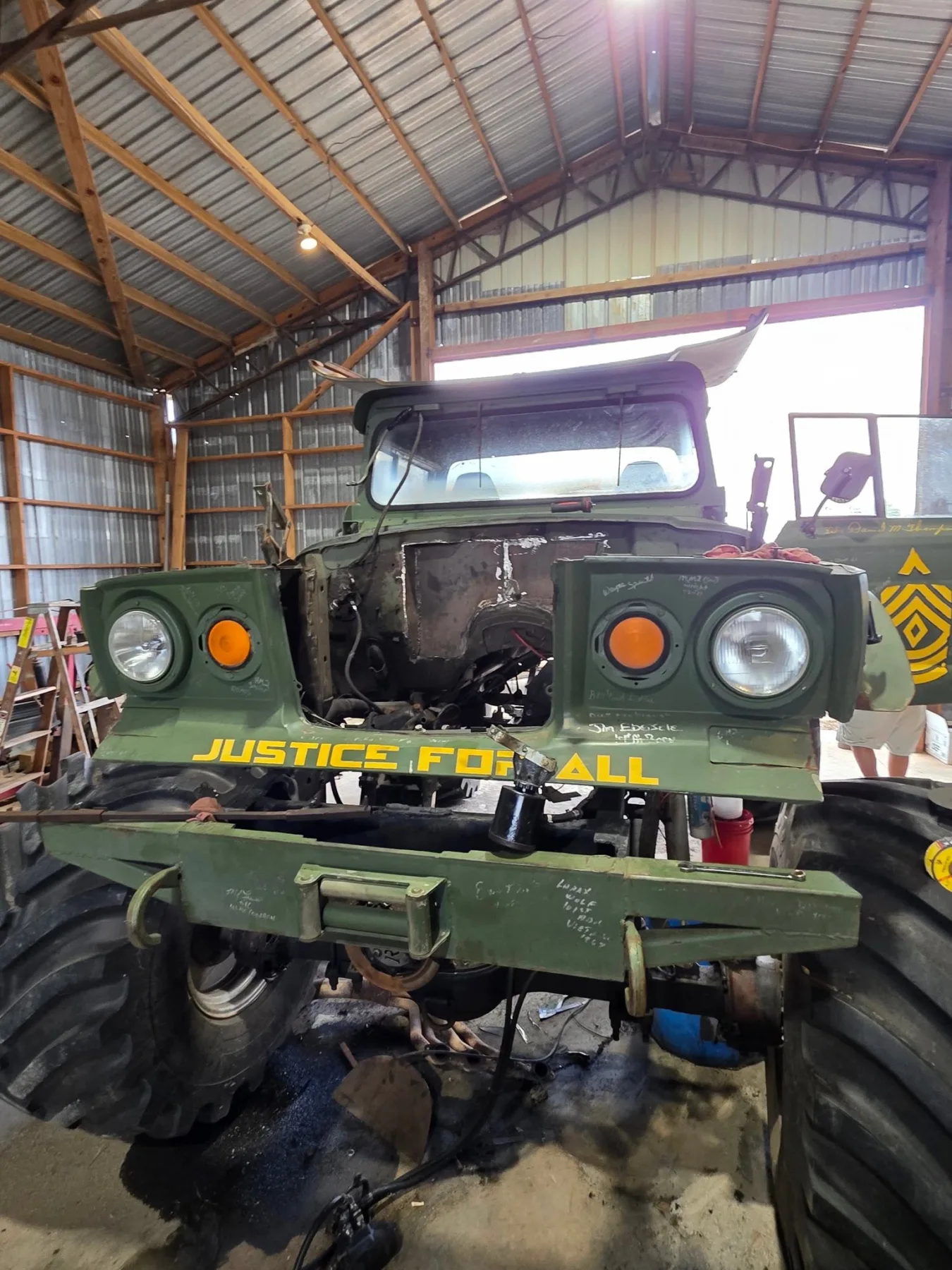 Mechanical detail of Sarge during a rebuild